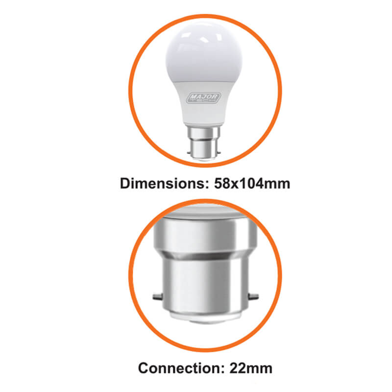 9W LED B22 Lamps - Major Tech